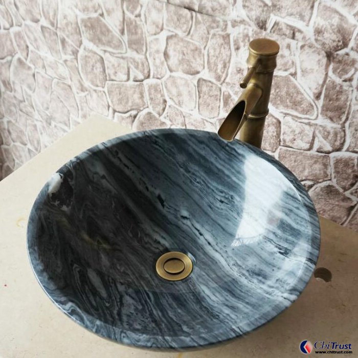 Cloud gray marble stone washing basin natural surface